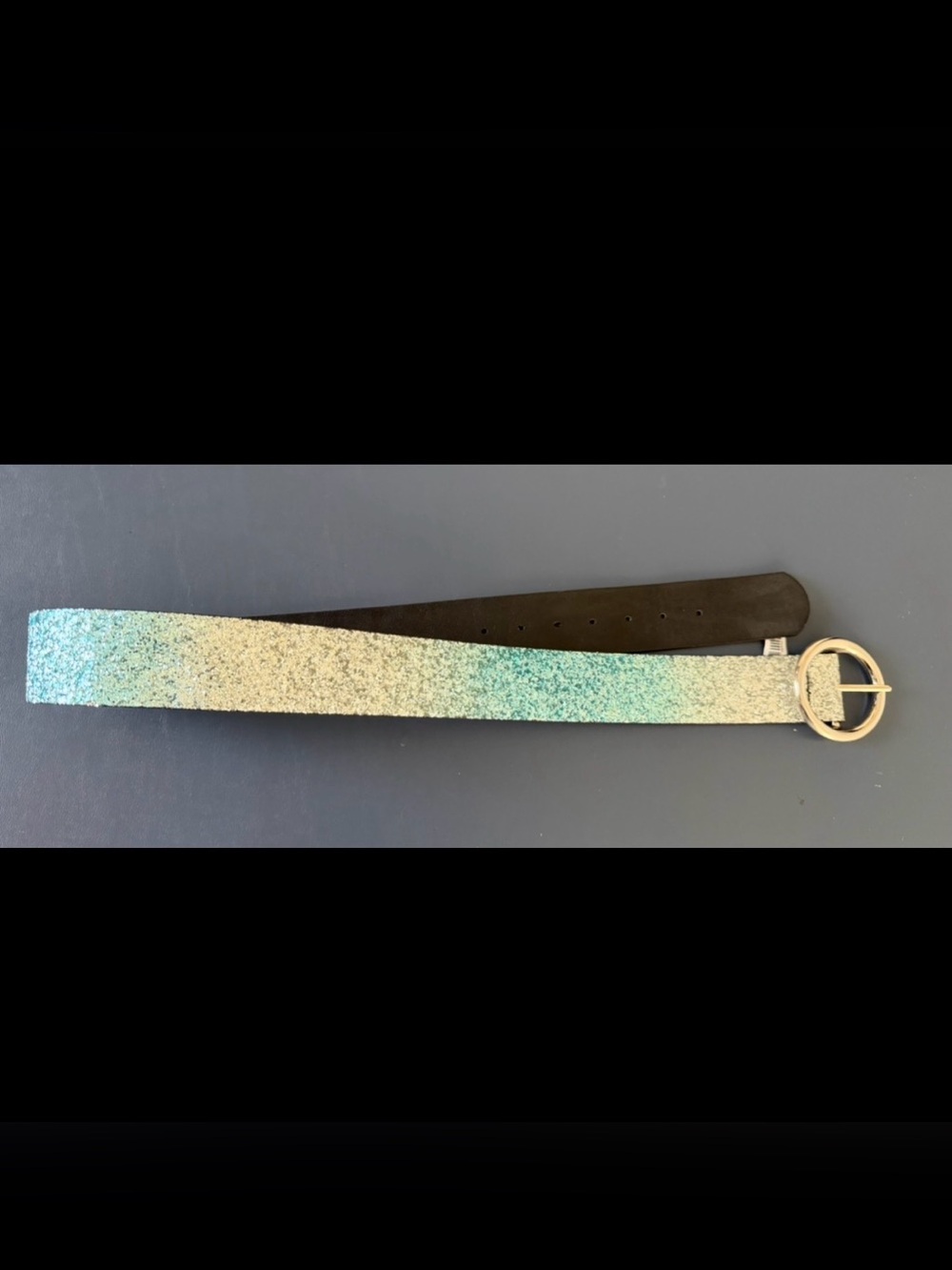 Glitter Ombré Belt in Aqua and Silver
